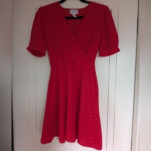 Arizona Jean Co Red Polka Dot Wrap Dress